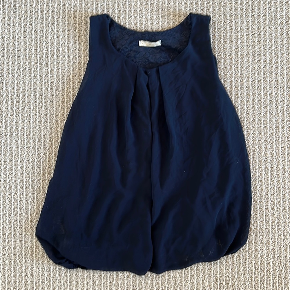 Open back lace and chiffon Navy blouse from Italy